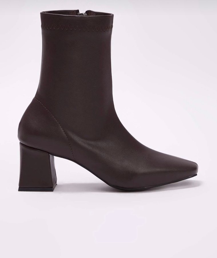 Kahverengi Deri Kadın Topuklu Bot - Görsel 3