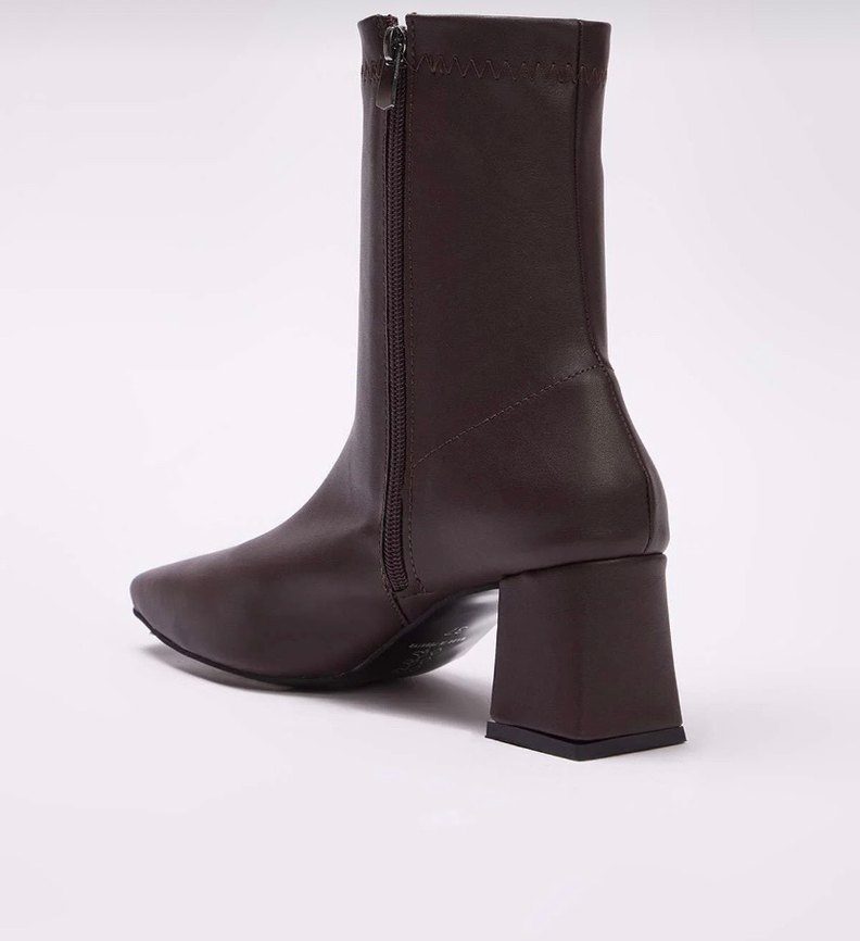 Kahverengi Deri Kadın Topuklu Bot - Görsel 4