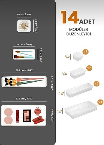 Diğer 14 lün çekmece düzenleyici organizer