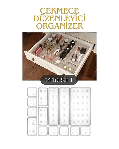 14 lün çekmece düzenleyici organizer