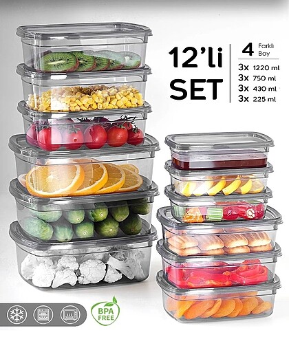 Saklama kabı 12 li set
