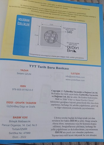 345 TYT Tarih Soru Bankası Selami Uzun - Görsel 2