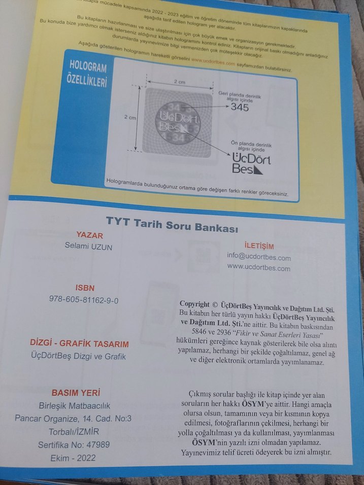 345 TYT Tarih Soru Bankası Selami Uzun - Görsel 2