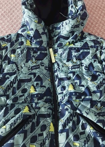 Decathlon Erkek Lacivert Baskılı Fermuarlı Mont - Görsel 3