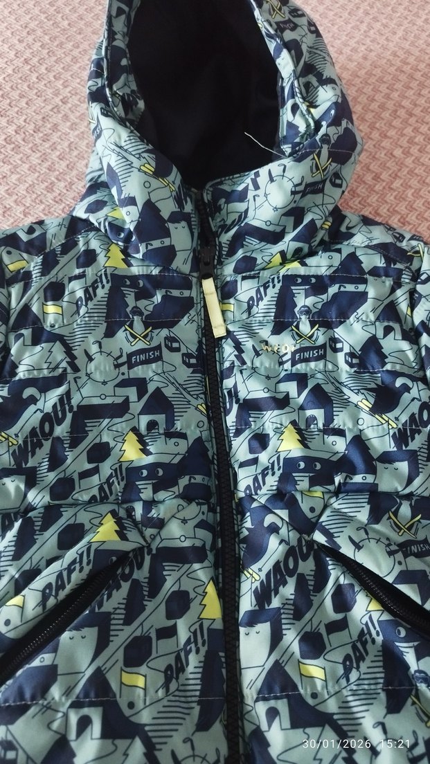 Decathlon Erkek Lacivert Baskılı Fermuarlı Mont - Görsel 3