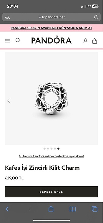 Beden gri Renk Pandora Kafes İşi Zincirli Kilit Charm