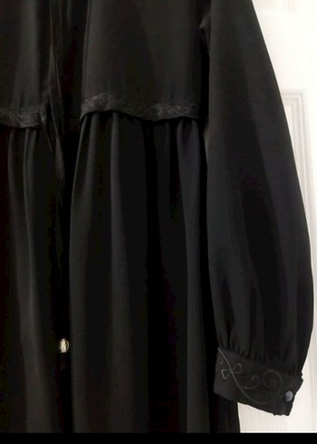 Nakışlı Siyah Uzun Kollu Gotik ferace
