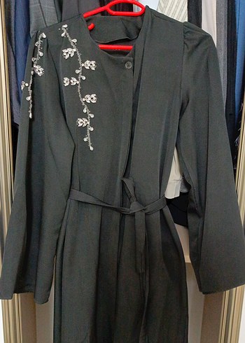 Nakışlı Siyah Uzun Kadın ferace - Görsel 5