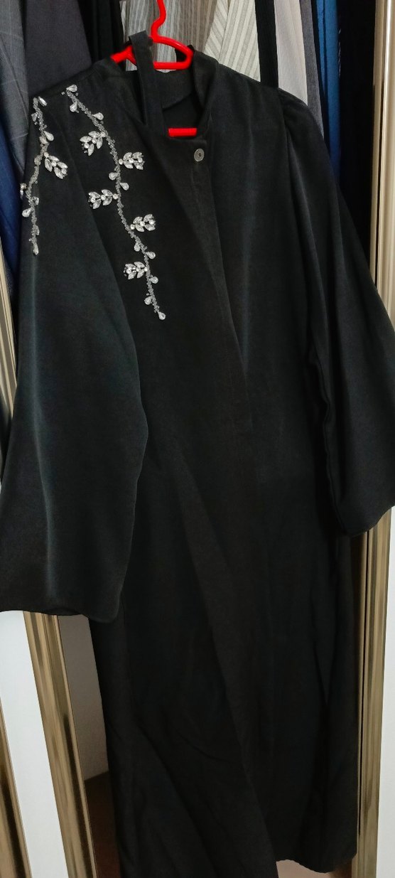 Nakışlı Siyah Uzun Kadın ferace - Görsel 3
