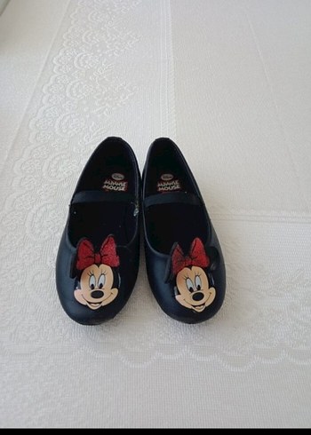 Kız Çocuk Siyah Minnie Mouse Tokalı Babet
