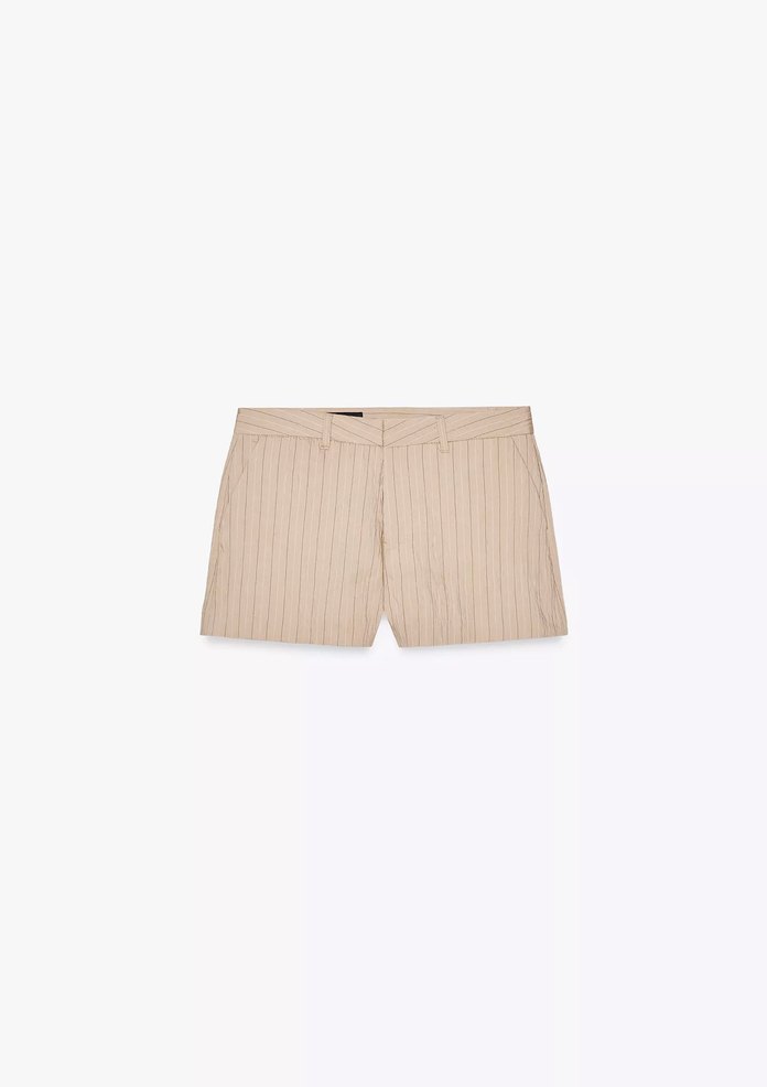 Bej Mini Keten Blazer Kadın - Görsel 3