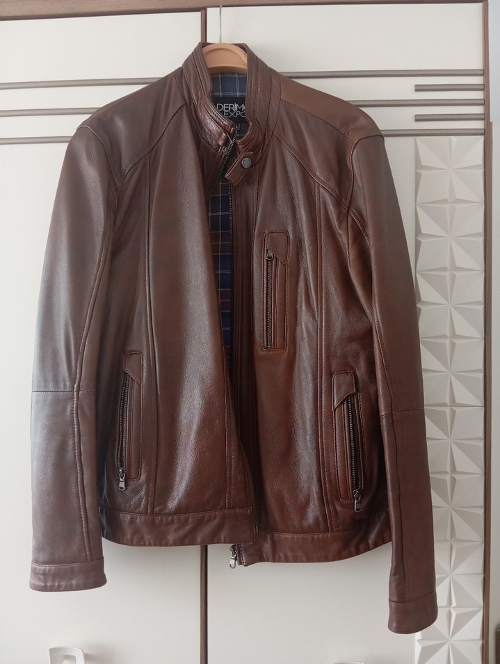 Kahverengi Derimod expo deri ceket - Görsel 2