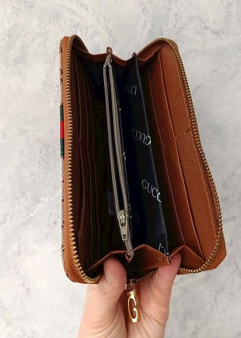 Kahverengi Gucci Baskılı Fermuarlı Cüzdan - Görsel 3