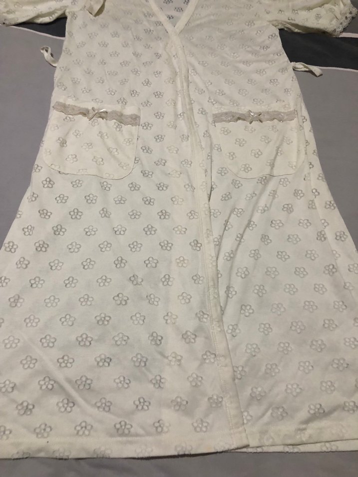 Beyaz Nakışlı Uzun Bohem Kadın Sabahlık - Görsel 5