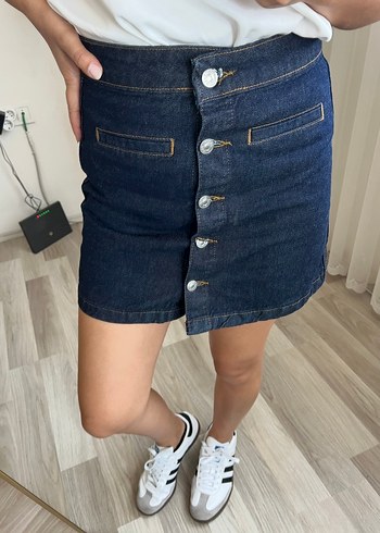 s Beden mavi Renk Kadın Lacivert Düğmeli Denim Ceket