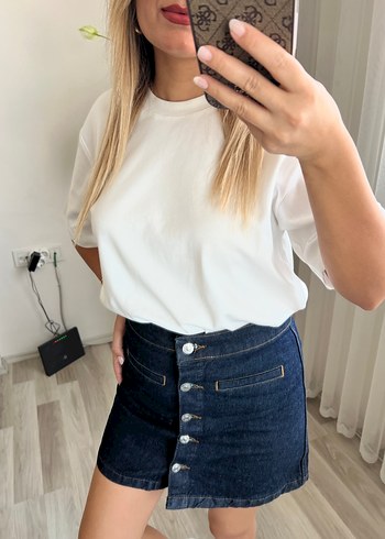 s Beden Kadın Lacivert Düğmeli Denim Ceket