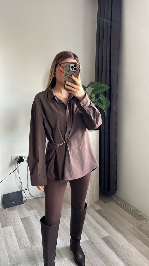 Kahverengi Gömlek - Görsel 2