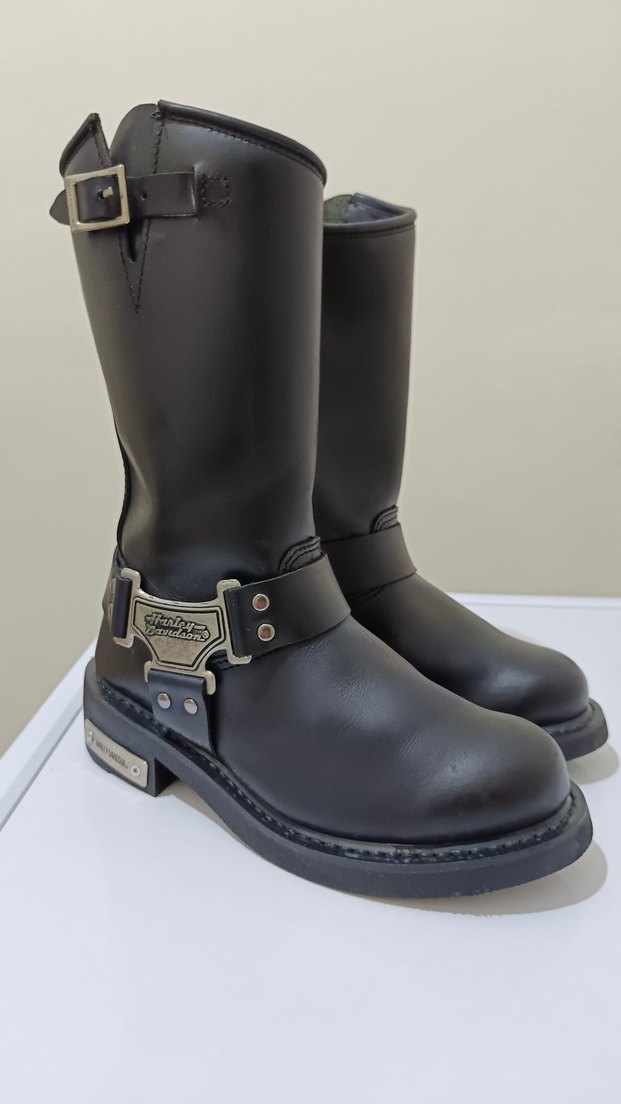 Harley Davidson Siyah Deri Tokalı Biker Bot - Görsel 5