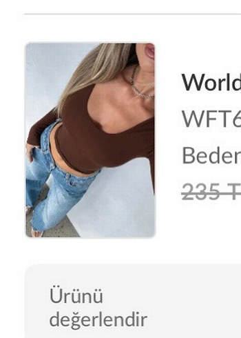 Addax Kahverengi Uzun Kollu V Yaka Crop Top
