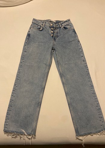 Zara Yuksek Bel Acik Mavi Denim Jean