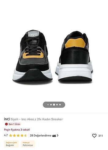 39 Beden İNCİ KADIN SNEAKER SPOR AYAKKABI