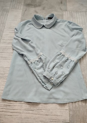 Nakışlı Kol Detaylı Uzun Kollu Kadın Gömlek - Görsel 2