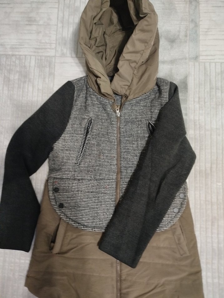 Gri Kapüşonlu Kemerli Kadın Ceket - Görsel 2