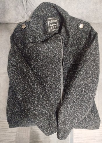 Gri Düğmeli Yün Kadın Ceket - Görsel 2