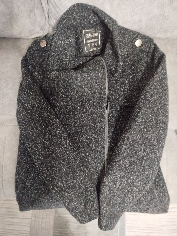 Gri Düğmeli Yün Kadın Ceket - Görsel 2