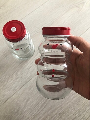 Yılbaşı temalı pipetli cam bardak