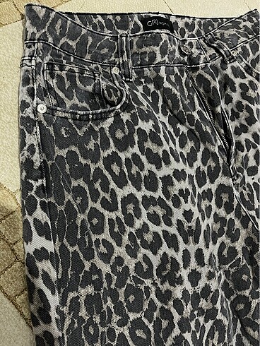 36 Beden Leopar desenli palazzo pantolon