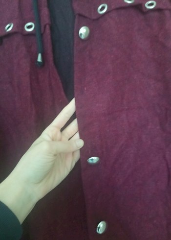 Bordo Kadın Süet Uzun Düğmeli Kaban - Görsel 3