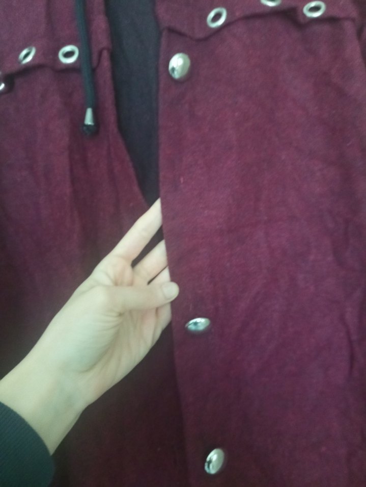 Bordo Kadın Süet Uzun Düğmeli Kaban - Görsel 3