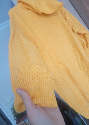 Sarı Boğazlı Örgü Kadın Triko - Görsel 5