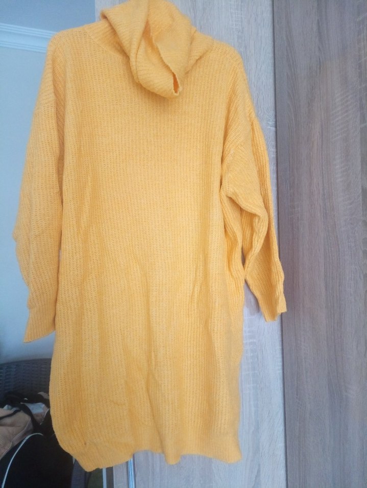 Sarı Boğazlı Örgü Kadın Triko - Görsel 2