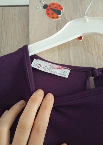 Mor Uzun Kollu Salaş Elbise - Görsel 5