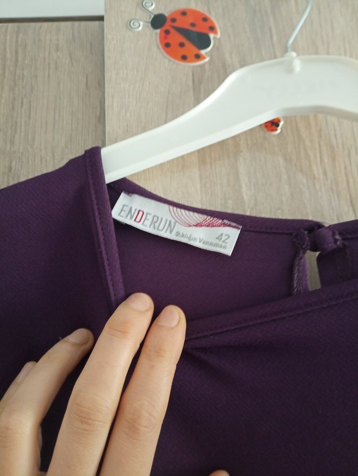 Mor Uzun Kollu Salaş Elbise - Görsel 5