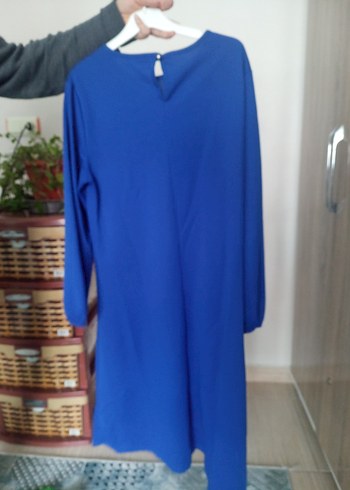 Mavi Uzun Kollu Salaş Midi Tunik - Görsel 3