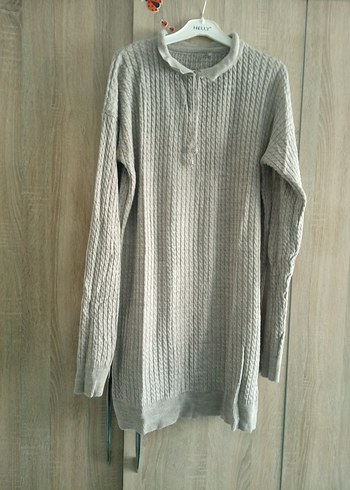 Gri Örgü Kadın Boğazlı Kazak - Görsel 4