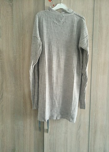 Gri Örgü Kadın Boğazlı Kazak - Görsel 2