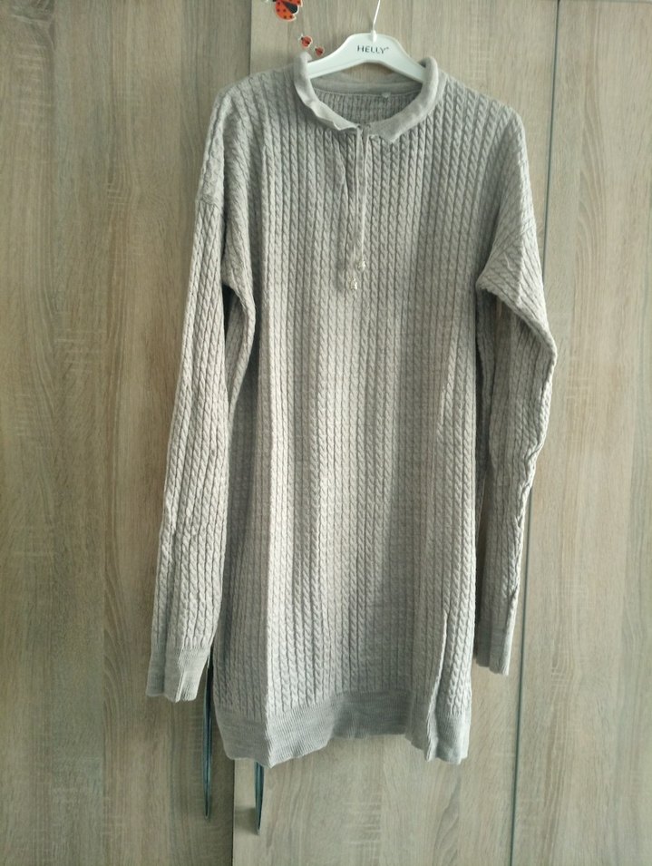 Gri Örgü Kadın Boğazlı Kazak - Görsel 4