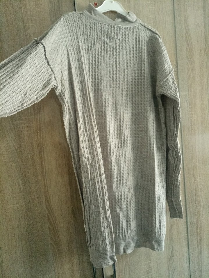 Gri Örgü Kadın Boğazlı Kazak - Görsel 3