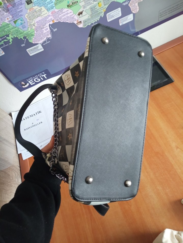 Kadın Deri Kareli Sokak Stili Çanta - Görsel 5