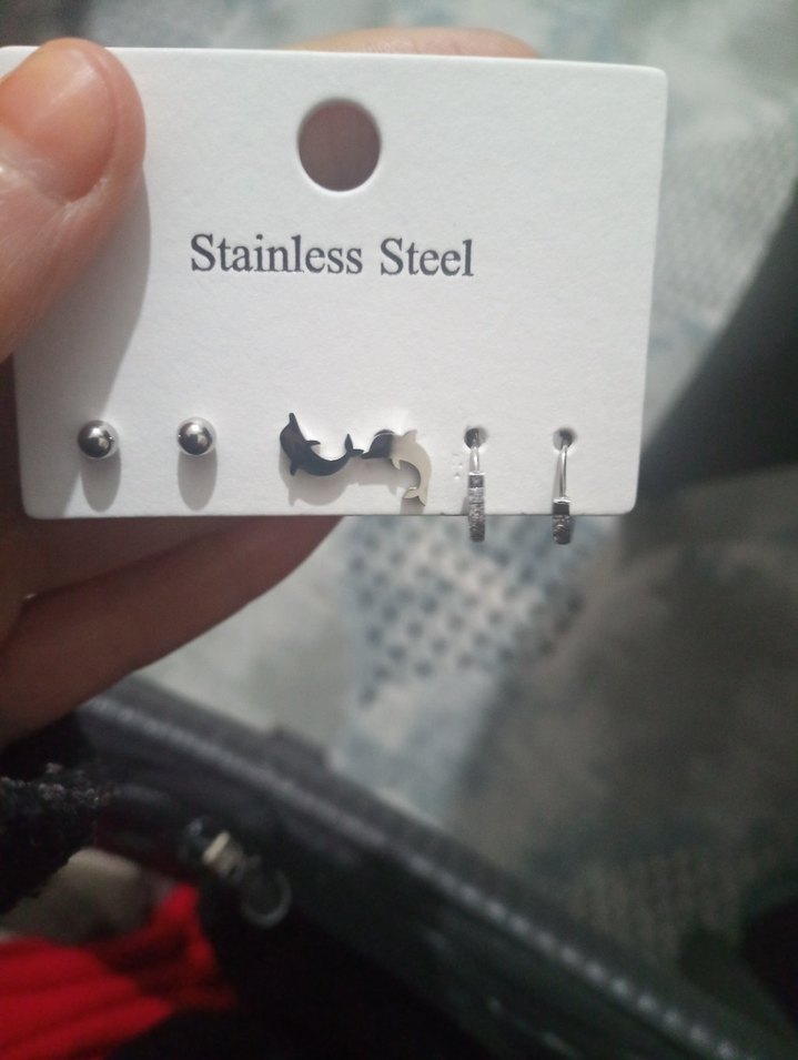 Beyaz Gri Mini Boncuklu Çiçek Küpe Seti 3 lü - Görsel 5