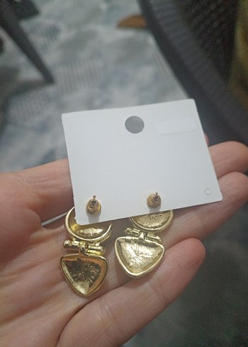 Vintage Mini Altın Renkli Parlak Küpe - Görsel 5