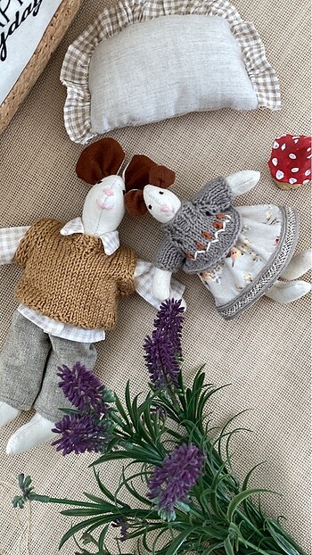 Tilda baba kız oyuncak fare Büyük 18 cm.küçük 12 cm.