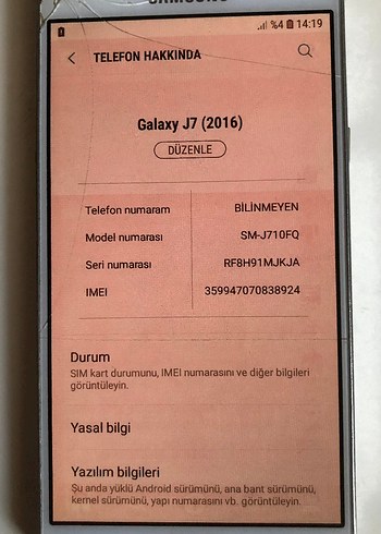 Samsung J7 2016 kırık kullanıma engel değil imeil iptal olmuş - Görsel 4