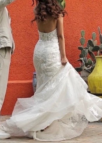 Beyaz balık gelinlik Oleg Cassini - Görsel 5