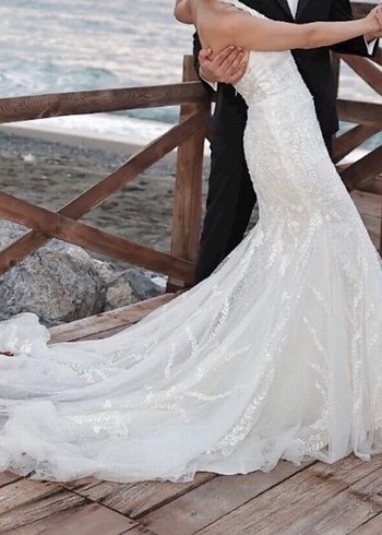 Beyaz balık gelinlik Oleg Cassini - Görsel 4