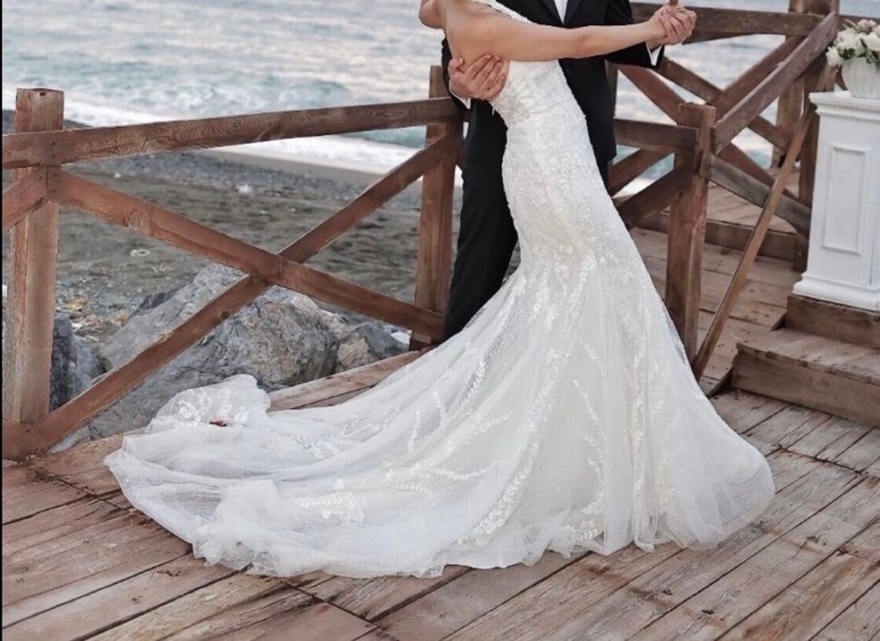 Beyaz balık gelinlik Oleg Cassini - Görsel 4